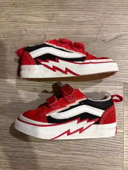 Vans Toddler Sneakers Red Black Lightning Bolt