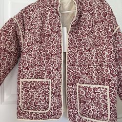 Spring Flower Puffy Jacket - Quilted-look 