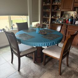 Round Dark Wooden Table 