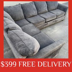 Dark Gray LARGE 2 piece SECTIONAL sectional couch sofa recliner (FREE CURBSIDE DELIVERY)