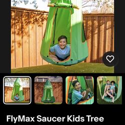FlyMax Saucer Kids Tree Swing with Tent, Supports up to 1,000 lbs, Green, NEW