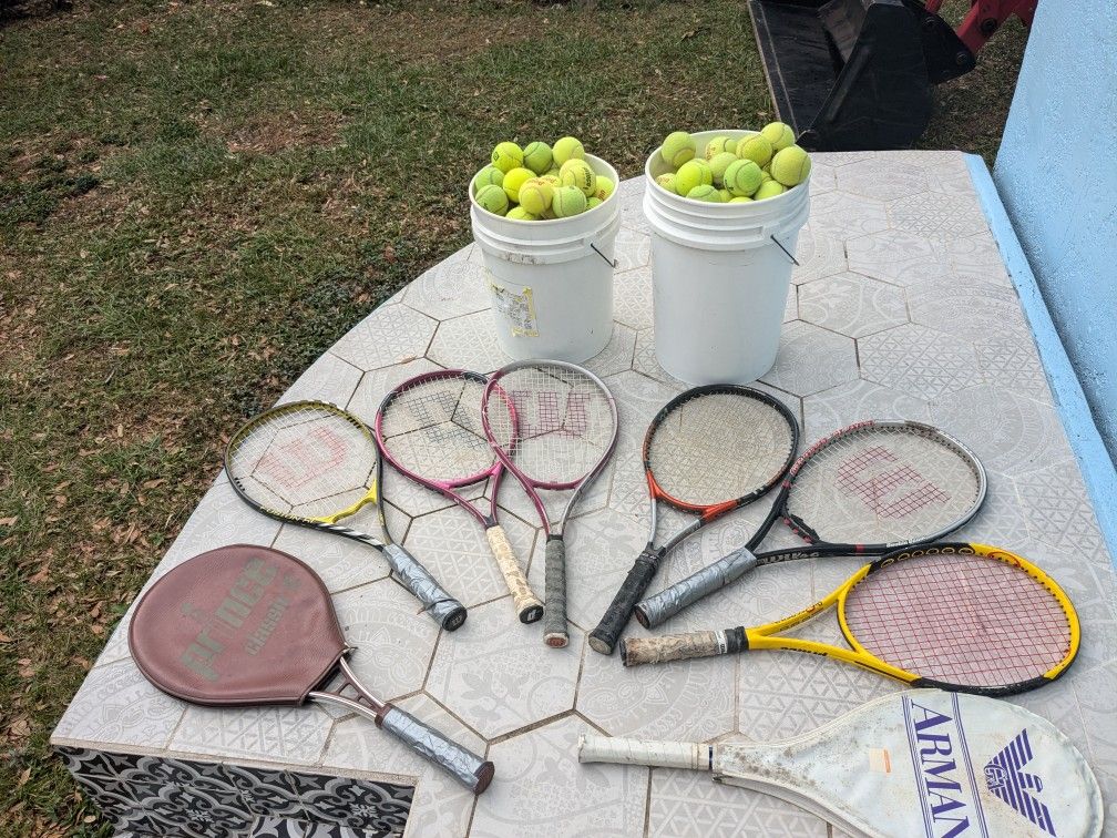 Used Tennis Rackets @$5 Each & Tennis Balls@ .50 Cents Each