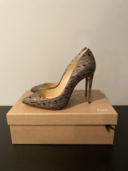 Christian Louboutin Pigalle Folies 100 Heels Black And Gold Size 37