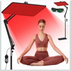 Terapia de la luz roja para el cuerpo y la cara, 660nm 850nm 940nm infrarrojos Redlight Redlight-Therapy Lamp Device with Large Panel and Stable Stand