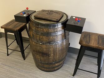 Jack Daniels whiskey barrels and Arcade Machines