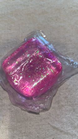 Pink squishy stretchy glitter cube maltose sugar squeeze