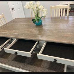 Brown / White Dining Table & 4 Chairs Bolanburg 👍  Brand New 👌 In Stock ✅