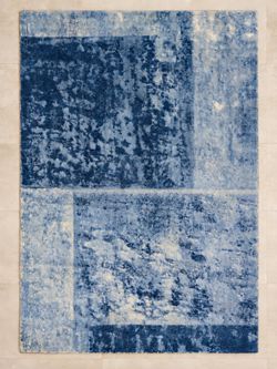 West Elm Rococo distressed wool rug, blue