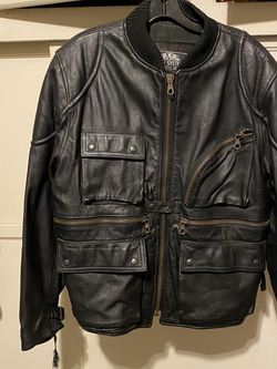Leather motorcycle jacket.