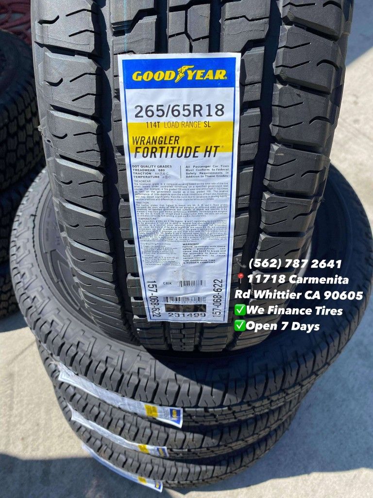 265/65R18 Goodyear New Set of Tires Installed and Balanced Set de Llantas Nuevas Instaladas y Balanceadas