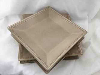 Pier 1 Square Dinner Plates-Spice Route Sesame -set Of 4 Plates Tan Beige Neutral Color