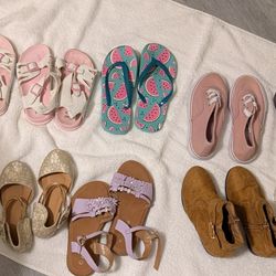 Like New 9 Pairs Of Little Girls Shoes . All Different Kinds. 