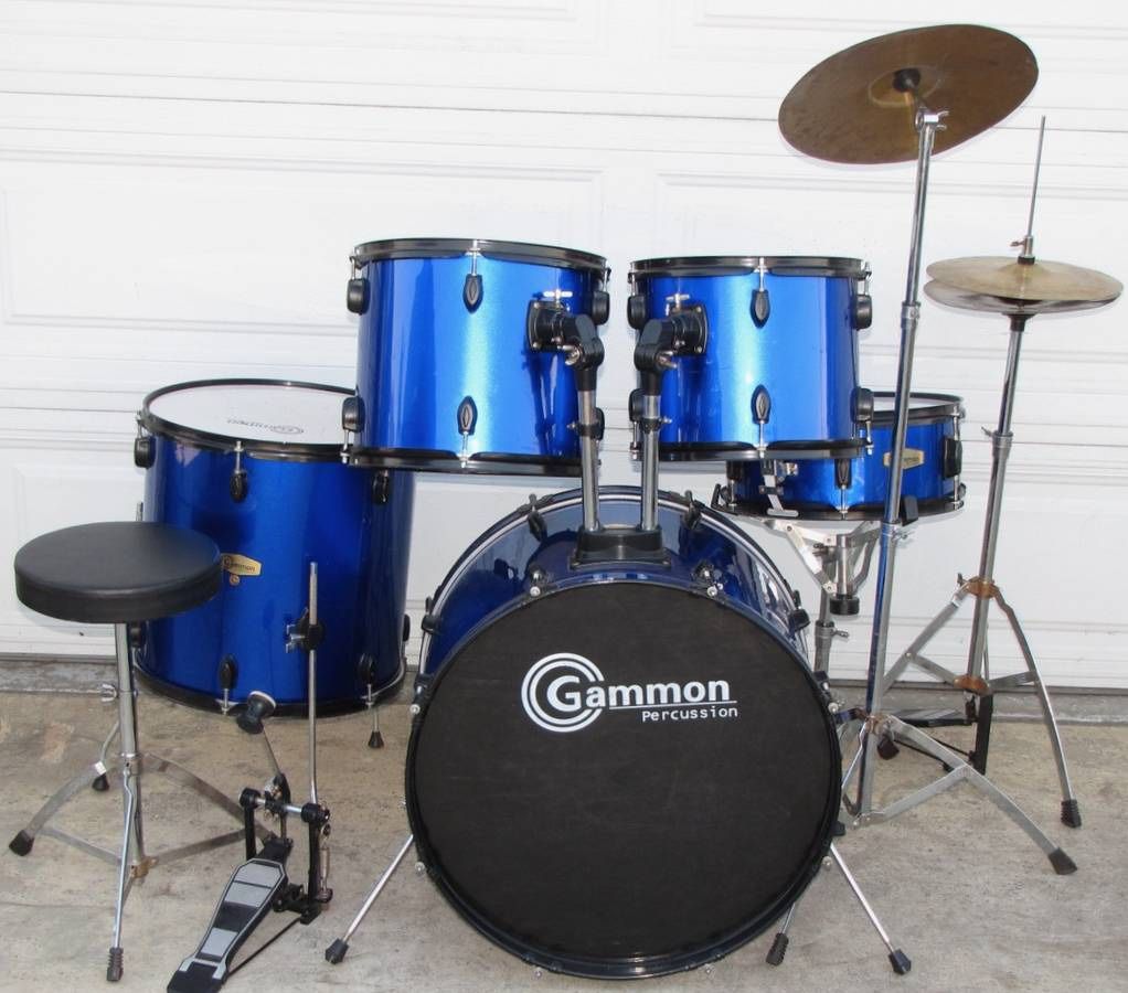 Gammon Blue Drum Set w/ Cymbals and Hardware