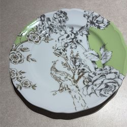 Anthropologie Peacock Salad Plate Green Toile Japan