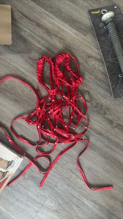 Red Satin Strappy Lingerie leggings