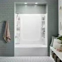 Sterling STORE+ 32 in. W x 60 in. H 3-Piece Direct-to-Stud Alcove Tub Wall Surround