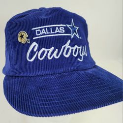 Vintage Annco Mens Blue NFL Dallas Cowboys Corduroy Strapback Hat Baseball Cap