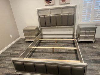 Bed frame and 2 nightstands