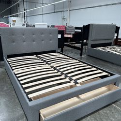 Full Size Grey Bed With Orthopedic Included 