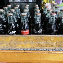 Coca cola Wooden Case Plus Bottles.  