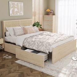 Queen Bed Frame with Storage Drawers