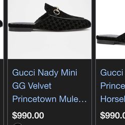 Authentic Gucci Princetown GG velvet mules