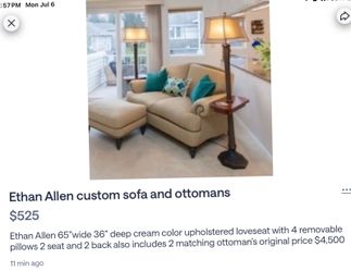Custom Ethan Allen sofa and 2 matching loveseats