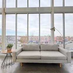 West Elm Eddy Midcentury Modern Minimalist Gray Fabric Sofa Couch (🚚 FREE Delivery)