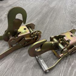 Heavy-Duty Ratchet Tie-Down Hooks (2) - NEW 
