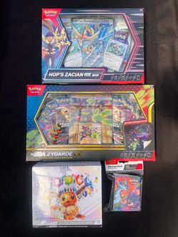 Pokemon Sealed Prismatic ETB Mega Zygarde Hop’s Zacian Mini Portfolio