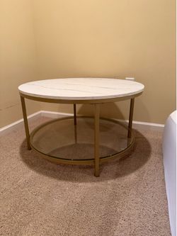 NEVER USED marble white round coffee table