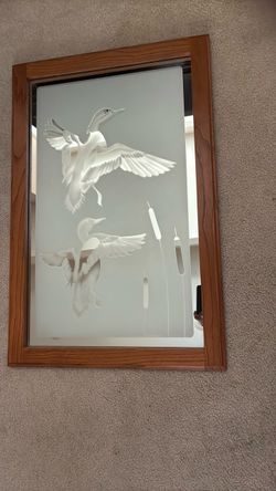 Vtg  “WILDLIFE  Wall MIRROR “prepared by SPINELLI STUDIES Glass Specialist # 23