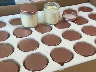 48 Mason Jar Candles with Rose Gold Lids