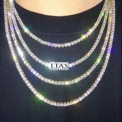 New 18k White Gold Tennis Chain Tennis Necklace 