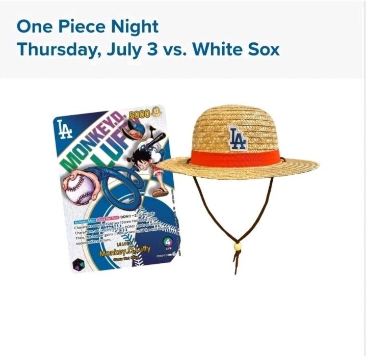 Dodgers TIckets 7/3 🎟 One Piece Night! (12 Available)