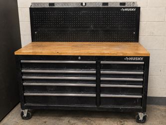Husky Rolling Tool Chest Workbench with Pegboard