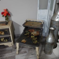 Black And Honey Cream End Table And Nightstand