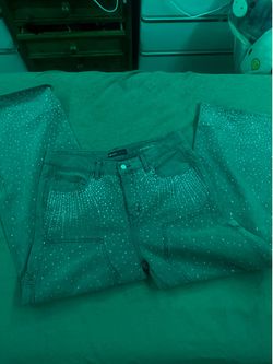 Rhymestone Purple Jeans Size 36, BAGGY, Greyish Green