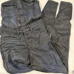 Black Womens Leather Romper 