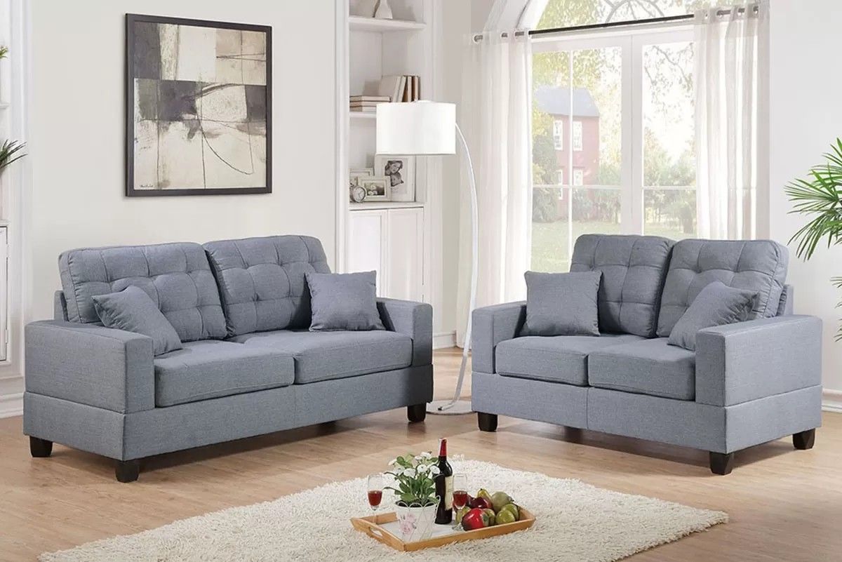 Brand New Grey Sofa & Loveseat (Pillows Included)