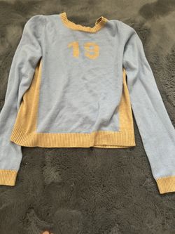Blue and tan sweater
