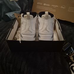 Size eleven.5  jordan flight club, ninety ones, white black, metallic silver