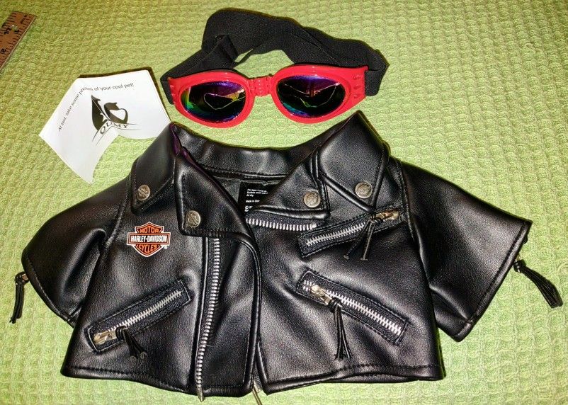 Harley -Davison Jacket With Goggles For Dog, Child Or VERY Small Adult