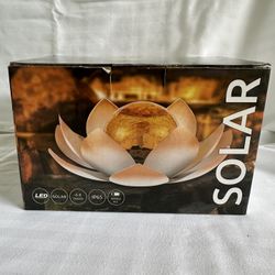 Huaxu Solar Lights Outdoor Garden Decorative Art Metal Lotus Cracked Glass Ball