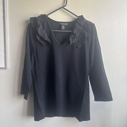 Black Top with Ruffle Detailing Size XL