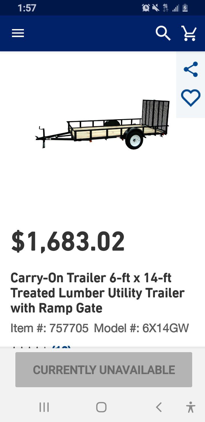 Utility trailer used @ 6 month