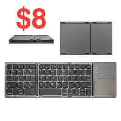 Wireless Foldable Bluetooth Keyboard with Touchpad for Android iOS Tablet, Portable Universal Mini Keyboard, Rechargeable Slim Design, 63 Keys, 100H B