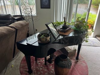Black Lacquer Baby Grand Piano. Electric.