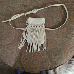 HB Biege Hip Purse/Bag Leather Western Fringe