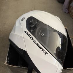 White Small Harley Davidson Motorcycle Helmet 
